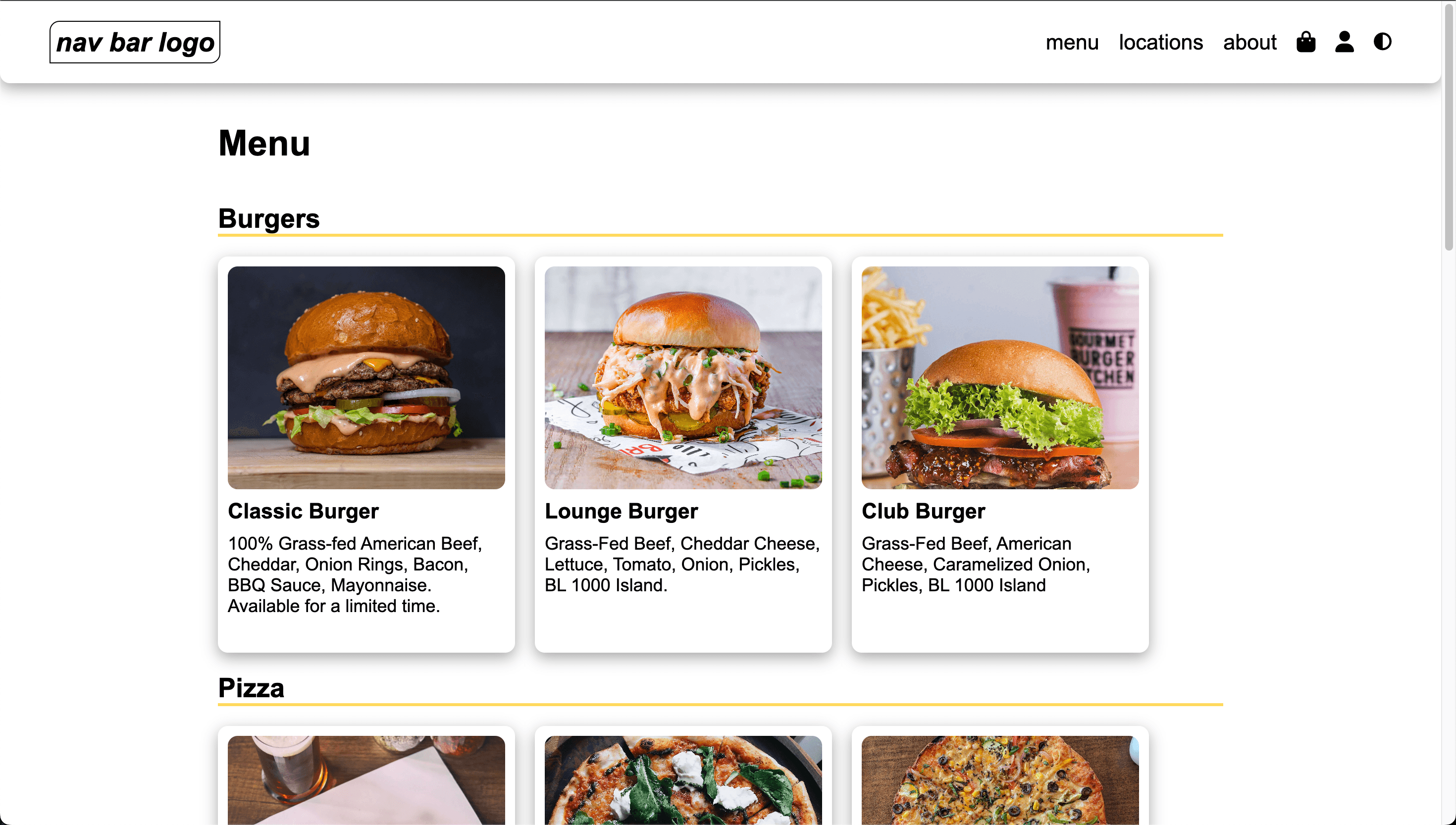 Restaurant project screenshot